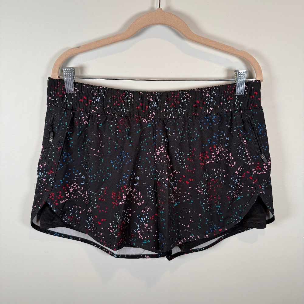 Avia Activewear Running Shorts Black speckled zip Pockets Size Large (12/14)
